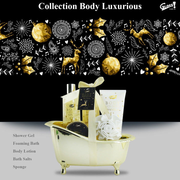 Coffret cadeau beauté gourmand à la vanille en forme de baignoire