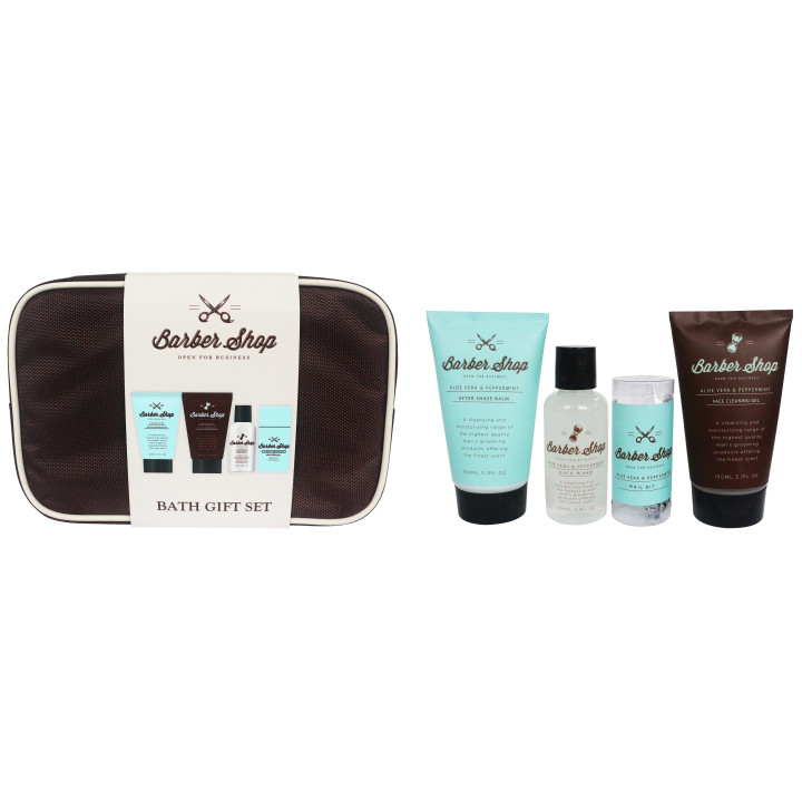 Kit rasage/manucure homme - Trousse marron Aloe vera / Menthe poivrée