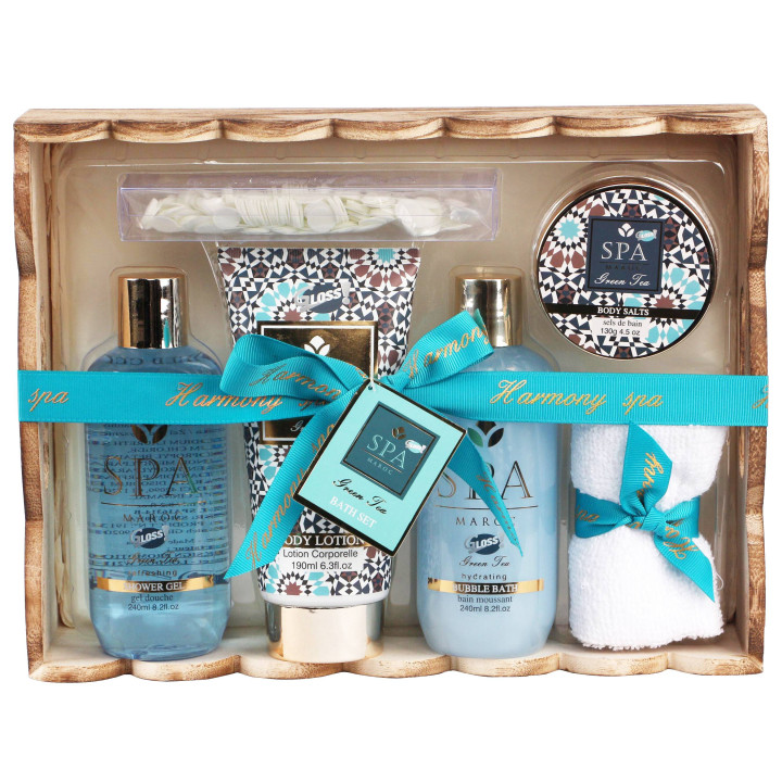 Coffret beauté de bain avec une serviette pour le visage -Thé vert