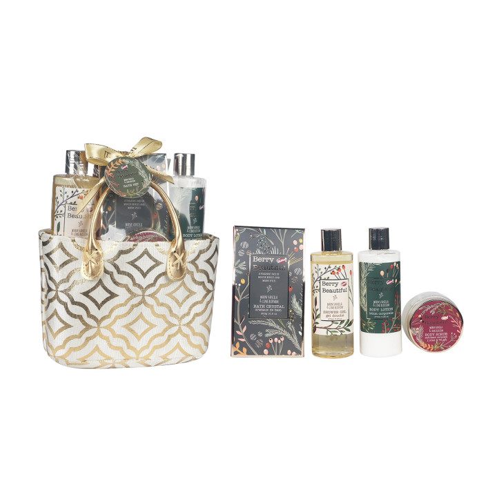 Coffret soins corps & bain - Sac doré - Vanille et tilleul