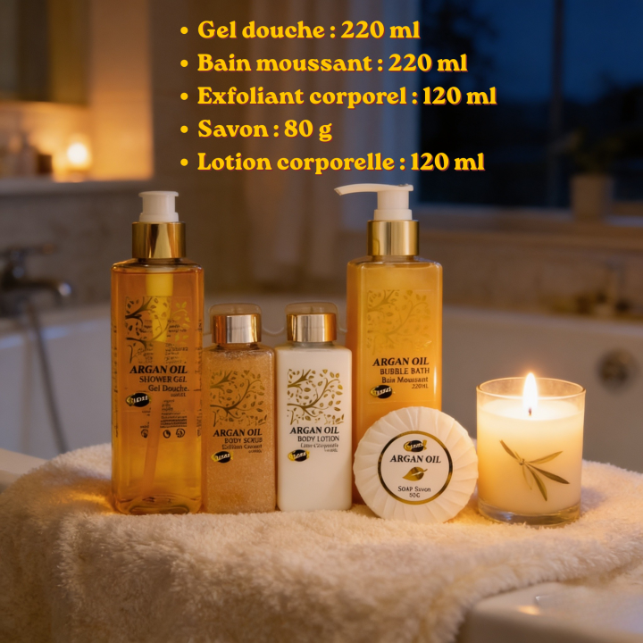 Coffret beauté de bain - Luxury - Huile Argan - Idée cadeau