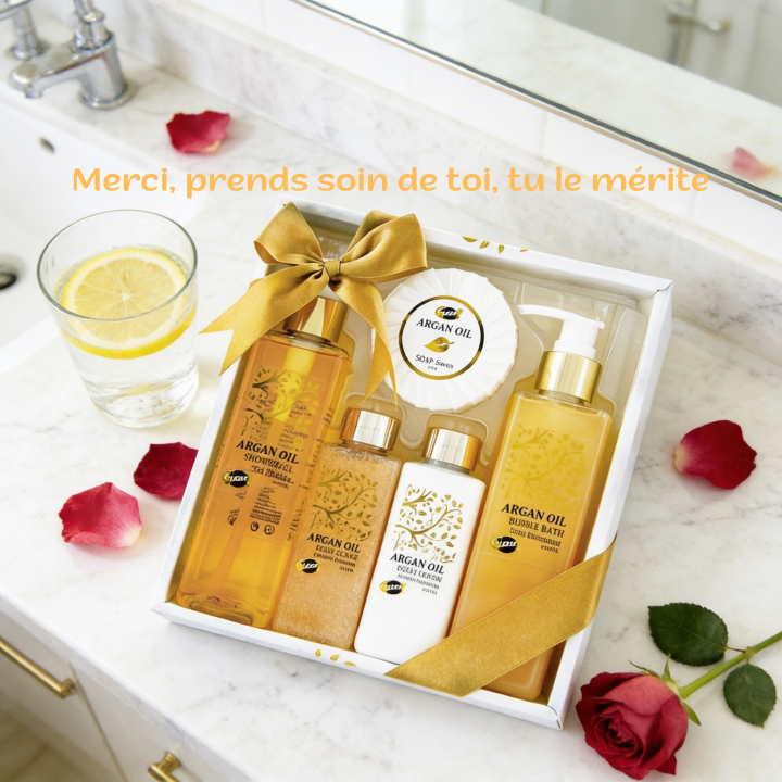 Coffret beauté de bain - Luxury - Huile Argan - Idée cadeau