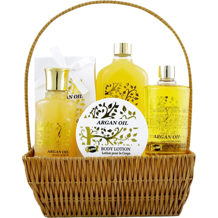 Coffret beauté de bain - Incluant un panier -  Huile Argan