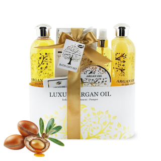 Coffret beauté de bain incluant un pot en métal - Huile Argan