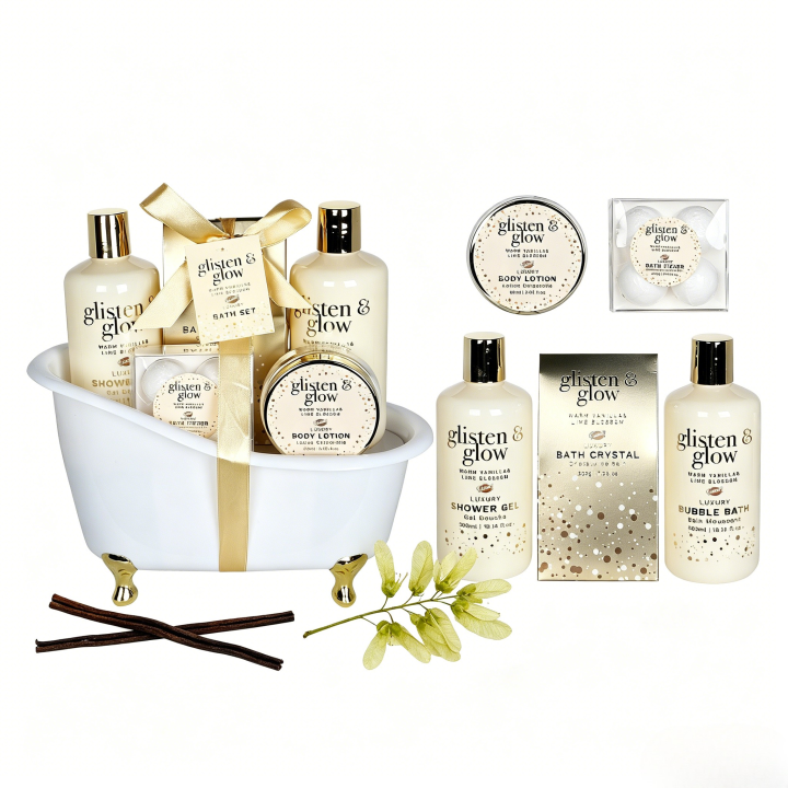 Coffret de bain au parfum délicat vanille tilleul - 8pcs