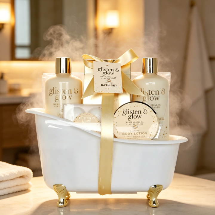 Coffret de bain au parfum délicat vanille tilleul - 8pcs