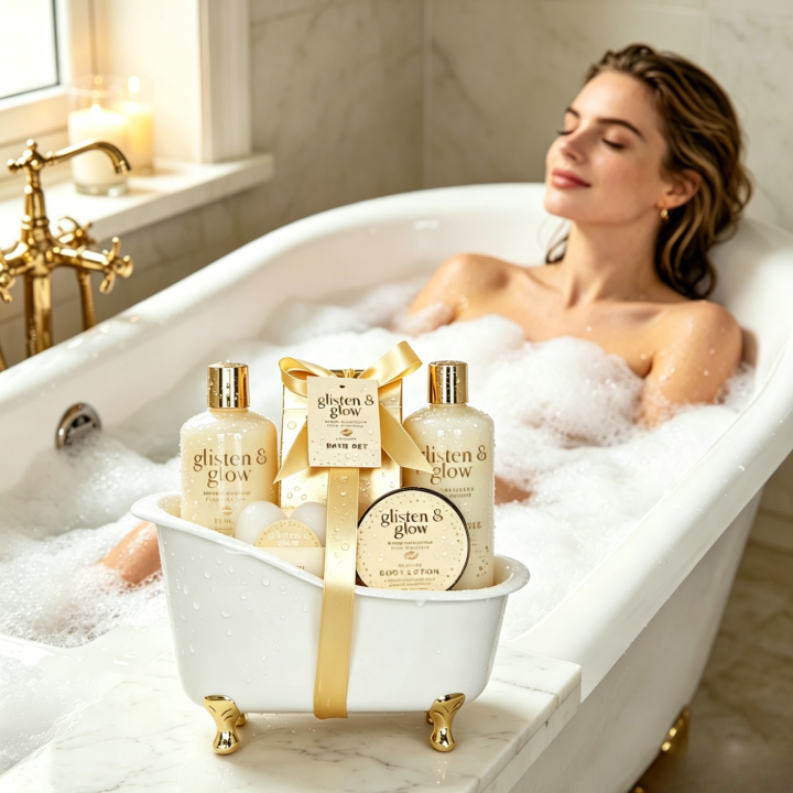 Coffret de bain au parfum délicat vanille tilleul - 8pcs