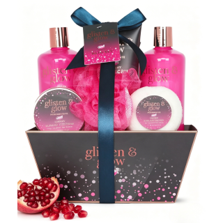 Coffret de bain rose au parfum fruité de grenade - 9pcs