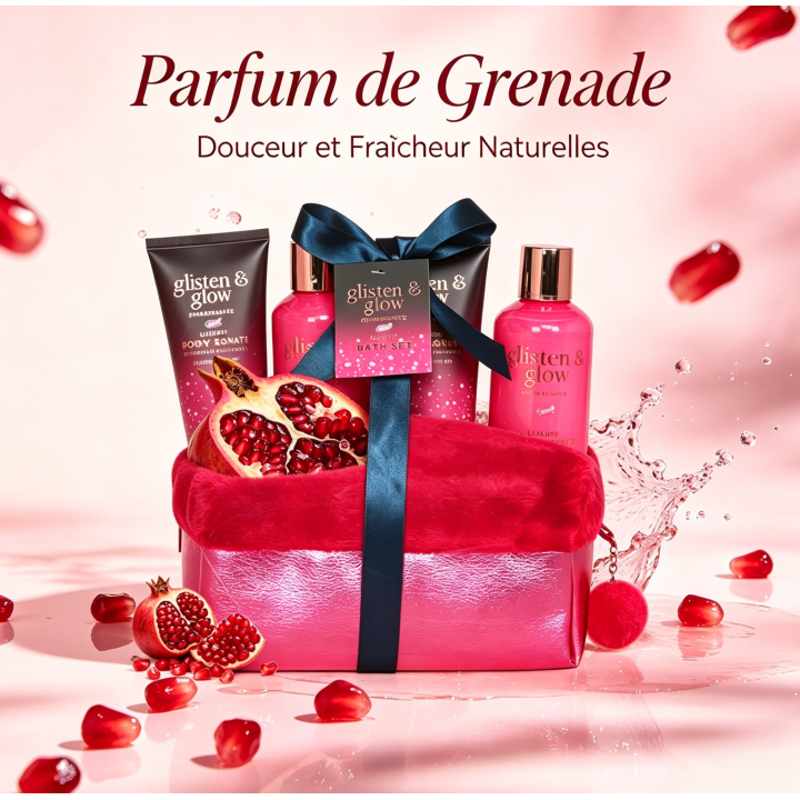Coffret de bain au parfum fruité de grenade - 4pcs