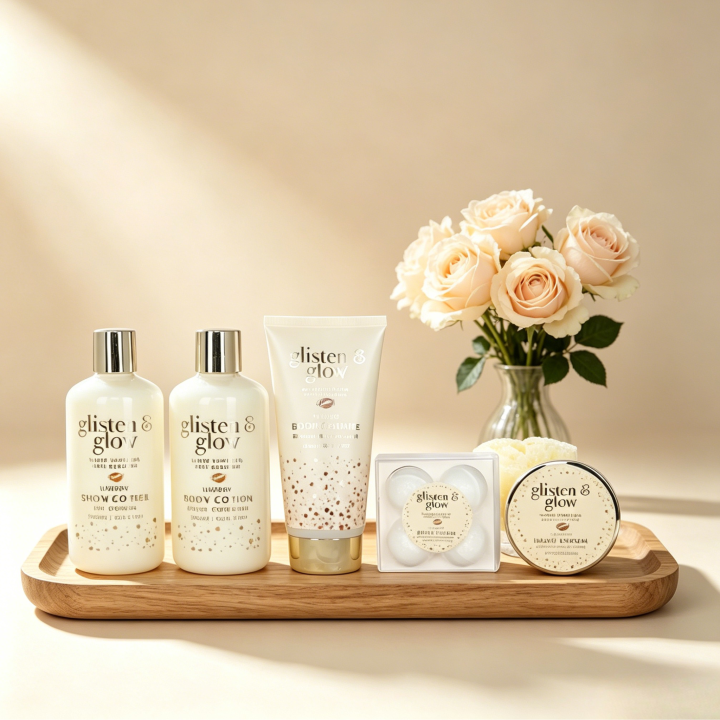 Coffret de bain corbeille au parfum délicat vanille tilleul - 9pcs