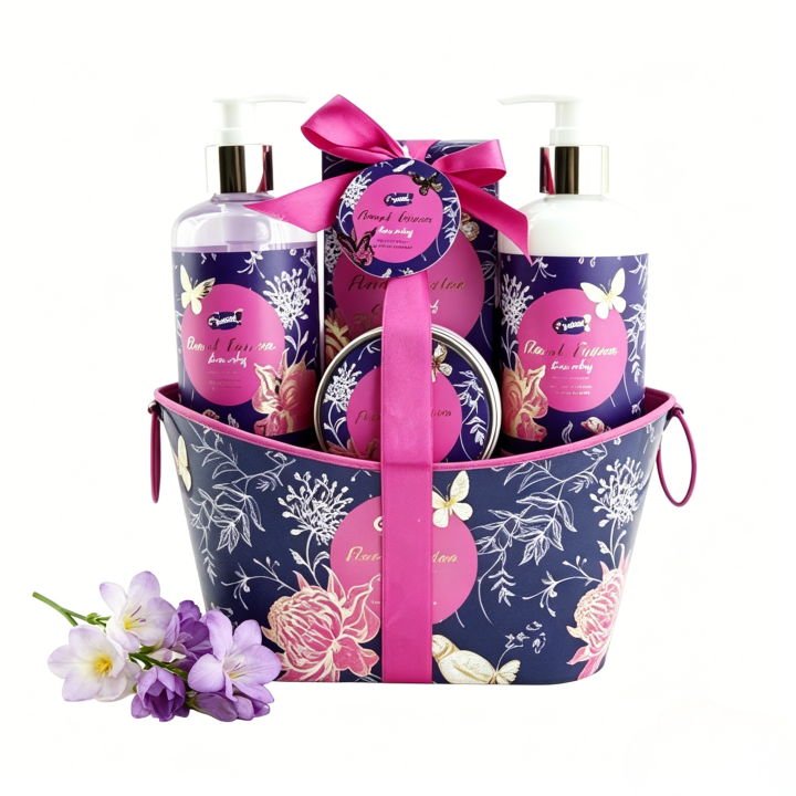 Panier soins beauté & bain - Lys & freesia - Collection Floral Fusion