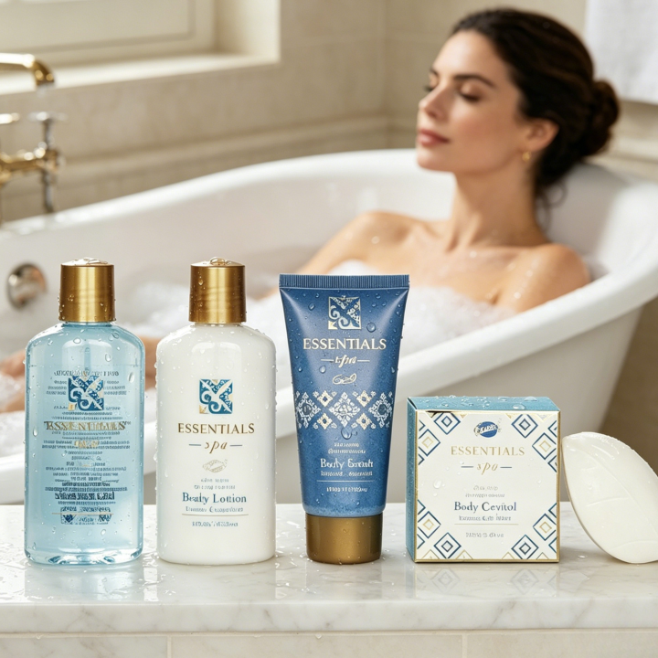 Essentials Spa - Plateau de Bain en Bois - 5pcs