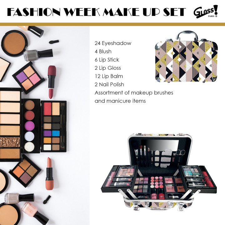 Mallette de maquillage XXXL avec accessoires de manucure - Modern Glam