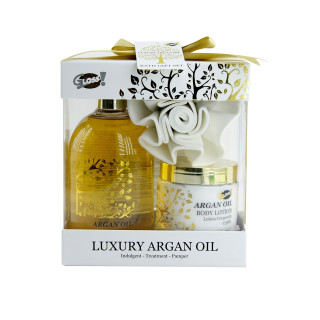 GLoss - Coffret cadeau de bain Pour Femme avec une éponge EVA - Collection Luxury Argan Oil - Huile d'Argan