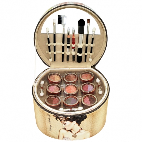 Mallette de maquillage Vintage marron - 36pcs