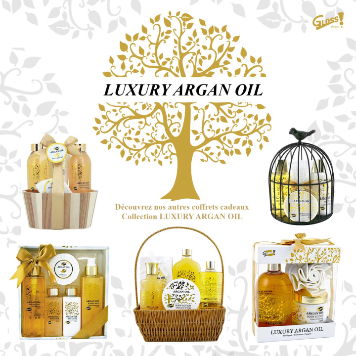 Coffret beauté de bain - Incluant un panier -  Huile Argan