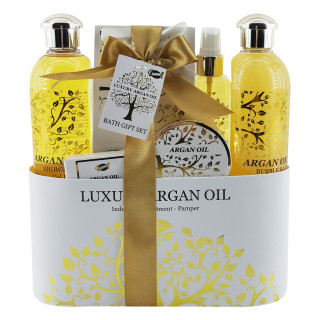 Coffret beauté de bain incluant un pot en métal - Huile Argan