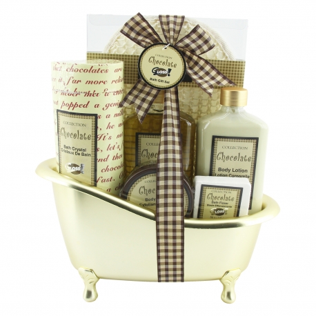 Gloss - Coffret cadeau de bain Pour Femme - Baignoire dorée - Collection Chocolate - Chocolat
