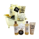 Baignoire dorée - Coffret de bain à la vanille avec fleur de douche