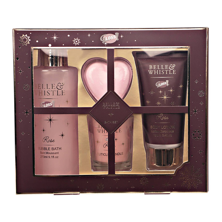 Coffret cadeau de bain avec bougie - Rose
