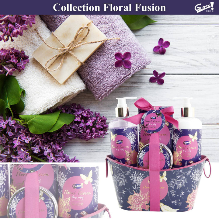 Panier soins beauté & bain - Lys & freesia - Collection Floral Fusion