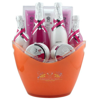 Coffret de bain Premium pour femme - Seau orange - Lys et Freesia