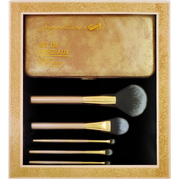 Set de pinceaux de maquillage avec étui de rangement - 6pcs