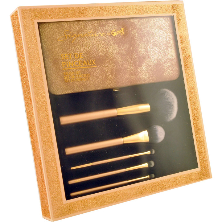 Set de pinceaux de maquillage avec étui de rangement - 6pcs