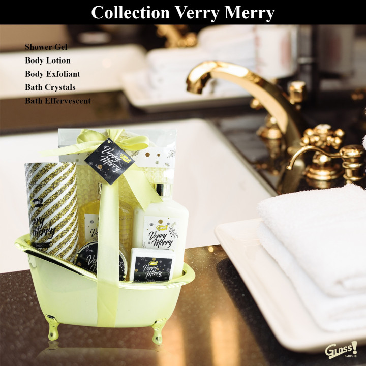 Coffret beauté - Baignoire de bain dorée à la Vanille- Idée cadeau