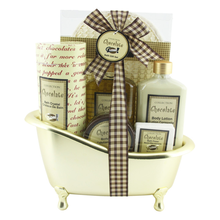 Gloss - Coffret cadeau de bain Pour Femme - Baignoire dorée - Collection Chocolate - Chocolat