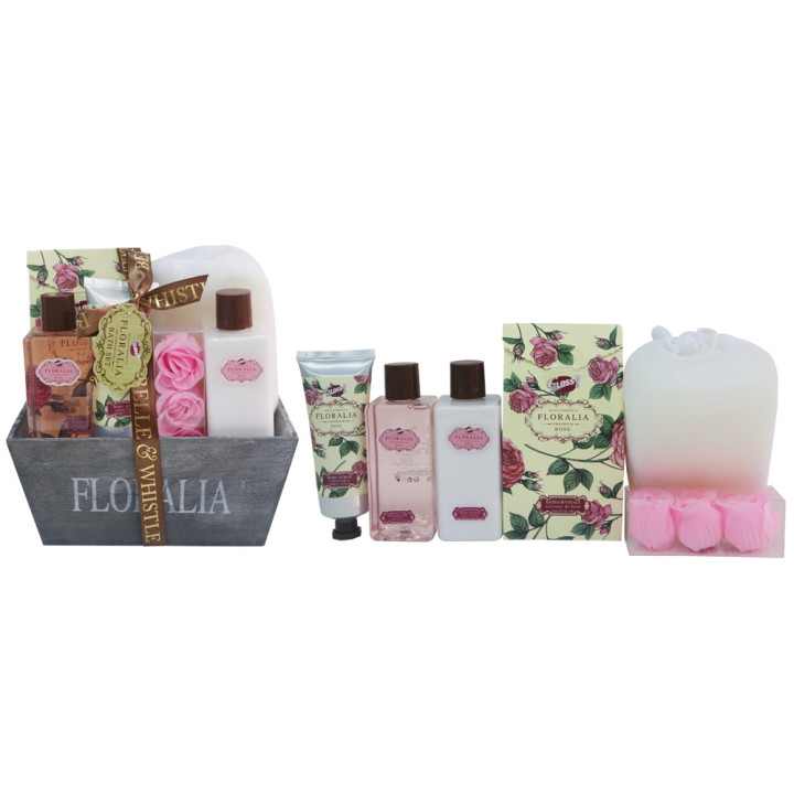 Corbeille de bain en Bois - Collection Floralia - Senteur Rose