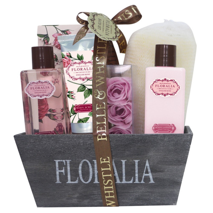 Corbeille de bain en Bois - Collection Floralia - Senteur Rose