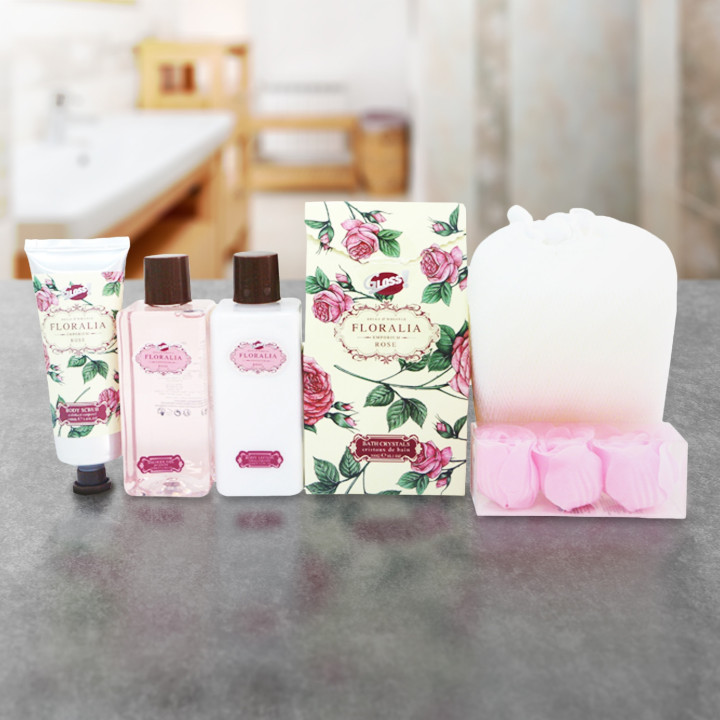 Corbeille de bain en Bois - Collection Floralia - Senteur Rose