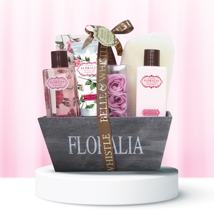 Corbeille de bain en Bois - Collection Floralia - Senteur Rose