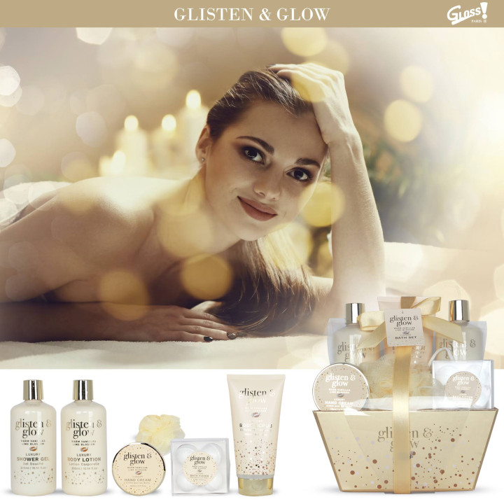 Coffret de bain corbeille au parfum délicat vanille tilleul - 9pcs