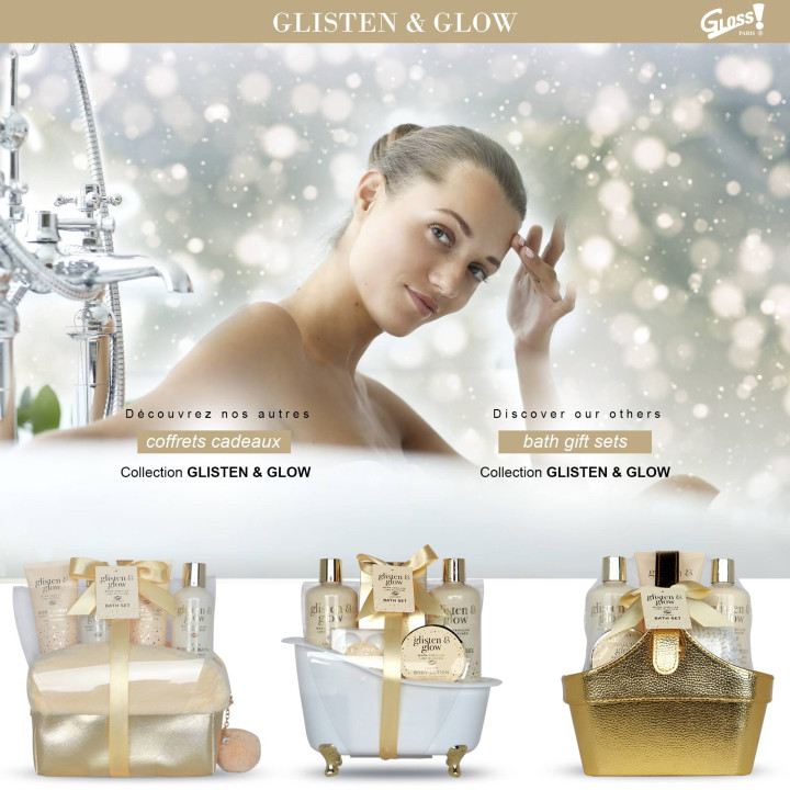 Coffret de bain corbeille au parfum délicat vanille tilleul - 9pcs