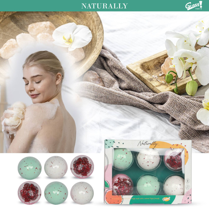 Set de bain avec boule effervescente  à la Pivoine -6pcs