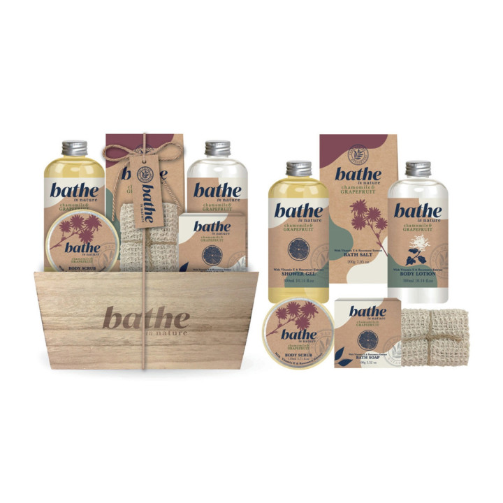 Coffret de bain corbeille au parfum Camomille et Pamplemousse - 6pcs