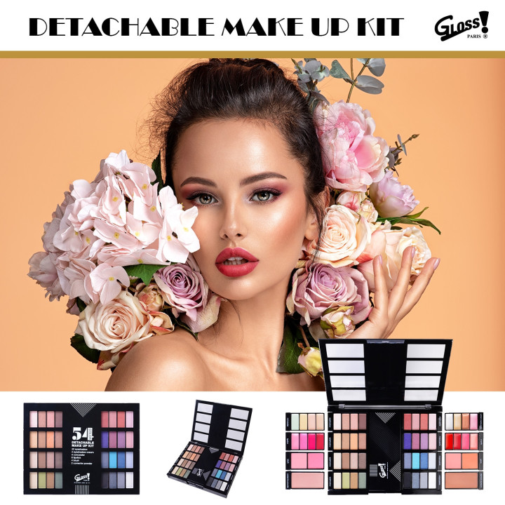 Palette de maquillage détachable customisable noir - 54pcs