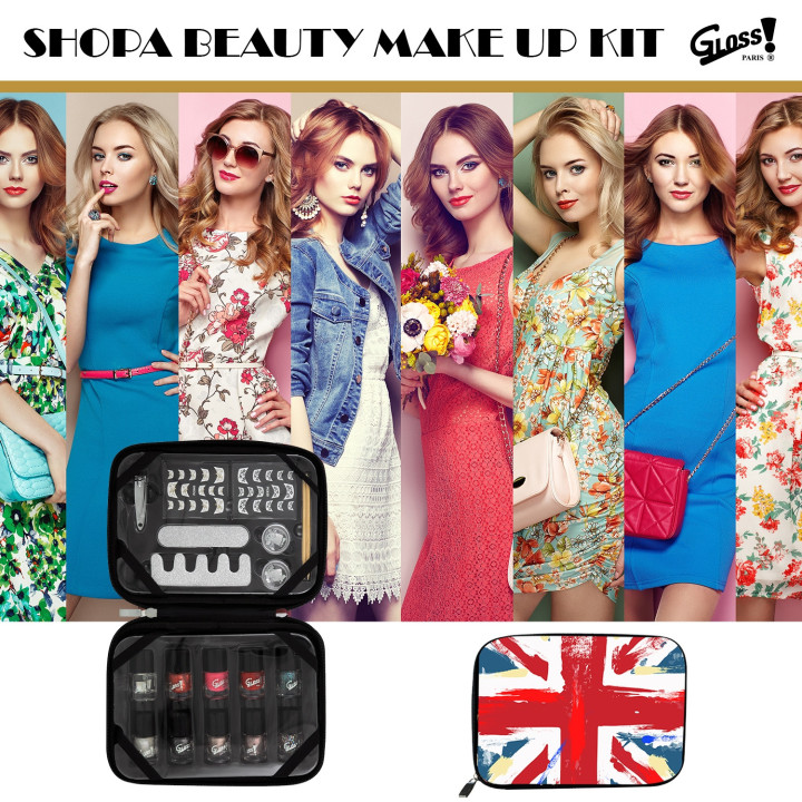 Pochette de manucure UK Flag avec 10 vernis - Idée cadeau beauté