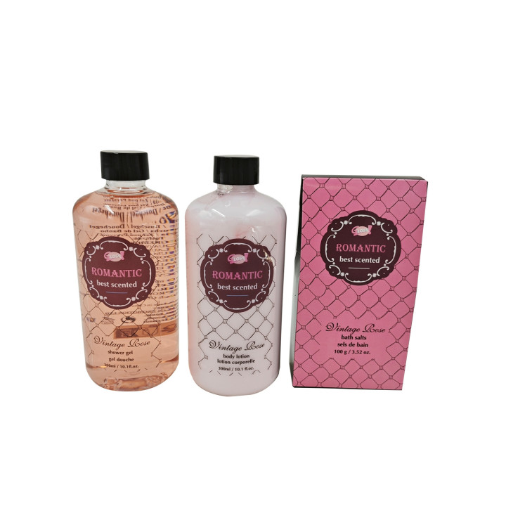 Coffret beauté de bain - Baignoire noire - Collection Romantic - Rose