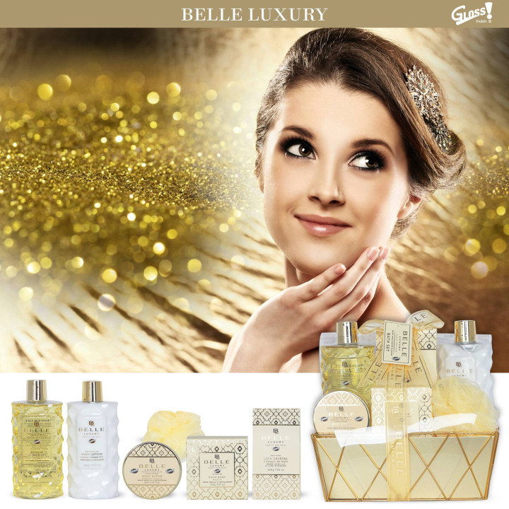 Coffret de bain corbeille au parfum délicat vanille tilleul - 6pcs